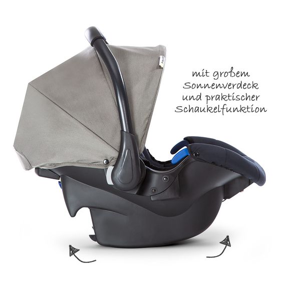 Hauck 3in1 Kinderwagen-Set Rapid 3R Plus (bis 25 kg) Comfort Fix Babyschale, Regenschutz und Insektenschutz - Charcoal