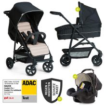 Set passeggino 3in1 Rapid 4 (fino a 25 kg) con navicella Comfort Fix, parapioggia e zanzariera - Caviar Beige