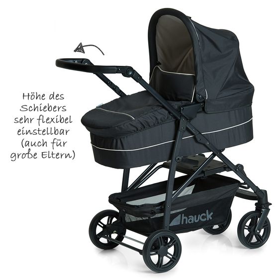 Hauck 3in1 Kinderwagen-Set Rapid 4 (bis 25 kg) inkl. Comfort Fix Babyschale, Regenschutz und Insektenschutz - Caviar Beige