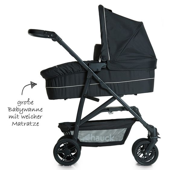 Hauck 3in1 Kinderwagen-Set Rapid 4 (bis 25 kg) inkl. Comfort Fix Babyschale, Regenschutz und Insektenschutz - Caviar Beige