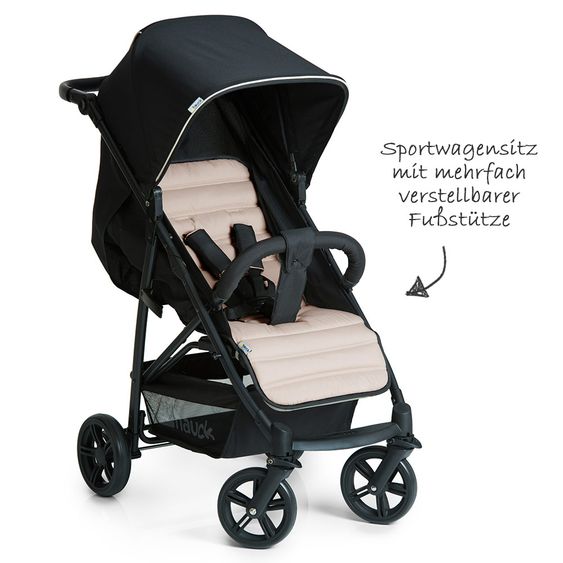 Hauck 3in1 Kinderwagen-Set Rapid 4 (bis 25 kg) inkl. Comfort Fix Babyschale, Regenschutz und Insektenschutz - Caviar Beige