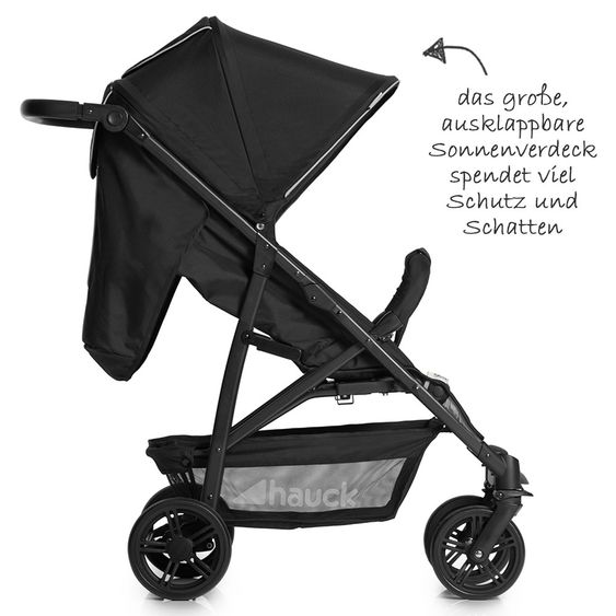 Hauck 3in1 Kinderwagen-Set Rapid 4 (bis 25 kg) inkl. Comfort Fix Babyschale, Regenschutz und Insektenschutz - Caviar Silver