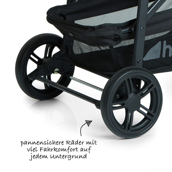 Hauck 3in1 Kinderwagen-Set Rapid 4 (bis 25 kg) inkl. Comfort Fix Babyschale, Regenschutz und Insektenschutz - Caviar Silver