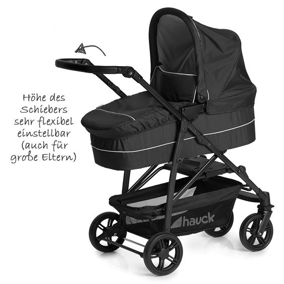 Hauck 3in1 Kinderwagen-Set Rapid 4 (bis 25 kg) inkl. Comfort Fix Babyschale, Regenschutz und Insektenschutz - Caviar Silver