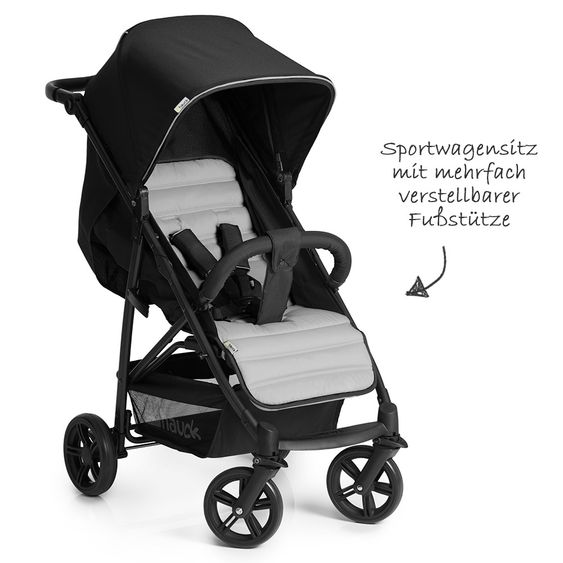 Hauck 3in1 Kinderwagen-Set Rapid 4 (bis 25 kg) inkl. Comfort Fix Babyschale, Regenschutz und Insektenschutz - Caviar Silver