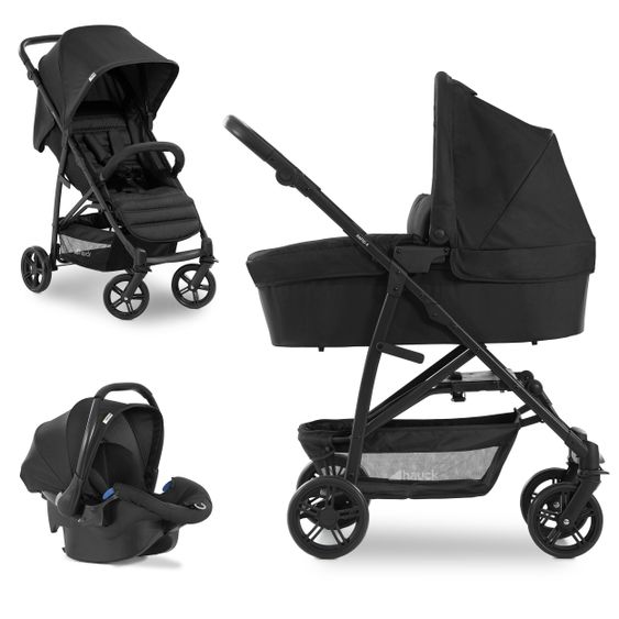 Hauck 3in1 Kinderwagen-Set Rapid 4 Trioset (bis 25 kg) inkl. Babyschale Comfort Fix - Black