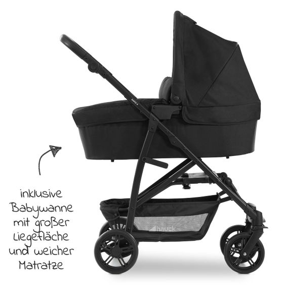 Hauck 3in1 Kinderwagen-Set Rapid 4 Trioset (bis 25 kg) inkl. Babyschale Comfort Fix - Black