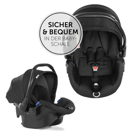 Hauck 3in1 Kinderwagen-Set Rapid 4 Trioset (bis 25 kg) inkl. Babyschale Comfort Fix - Black