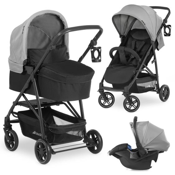 Hauck 3in1 Kinderwagen-Set Rapid 4R Plus Trioset (bis 25 kg) inkl. Babyschale Comfort Fix - Grey