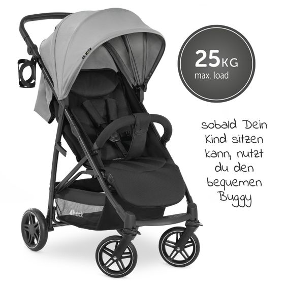 Hauck 3in1 Kinderwagen-Set Rapid 4R Plus Trioset (bis 25 kg) inkl. Babyschale Comfort Fix - Grey
