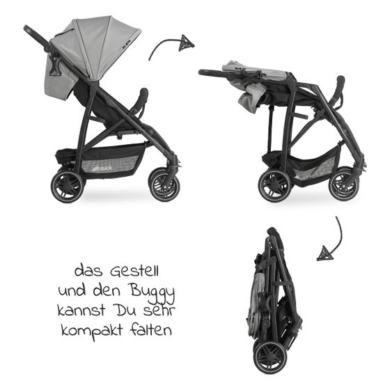 Hauck 3in1 Kinderwagen-Set Rapid 4R Plus Trioset (bis 25 kg) inkl. Babyschale Comfort Fix - Grey