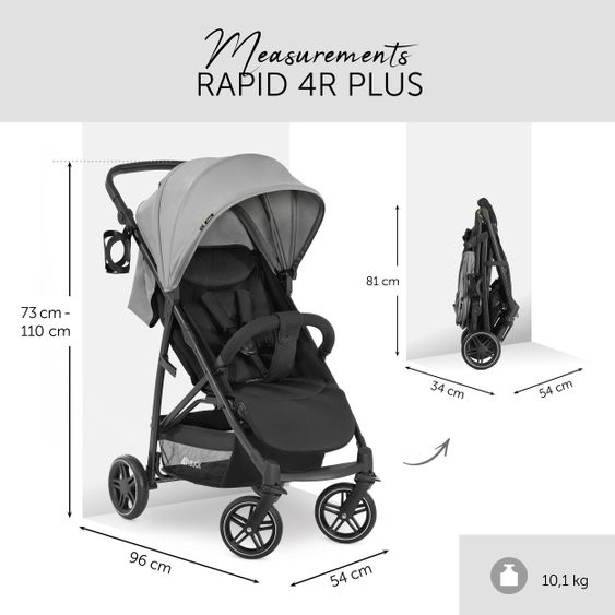 Hauck 3in1 Kinderwagen-Set Rapid 4R Plus Trioset (bis 25 kg) inkl. Babyschale Comfort Fix - Grey