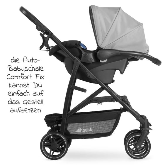 Hauck 3in1 Kinderwagen-Set Rapid 4R Plus Trioset (bis 25 kg) inkl. Babyschale Comfort Fix - Grey