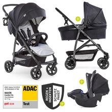 3in1 Stroller Set Rapid 4S Plus (up to 25 kg) incl. Comfort Fix infant carrier, insect & rain cover - Caviar Silver