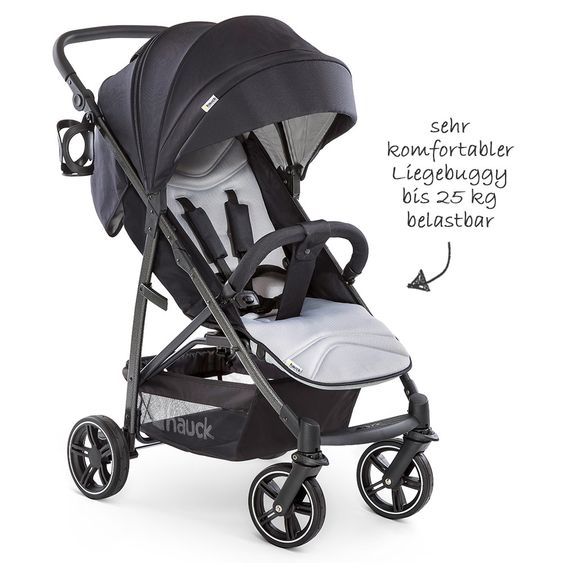 Hauck 3in1 Kinderwagen-Set Rapid 4S Plus (bis 25 kg) inkl. Comfort Fix Babyschale, Insekten- & Regenschutz - Caviar Silver