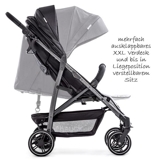 Hauck 3in1 Kinderwagen-Set Rapid 4S Plus (bis 25 kg) inkl. Comfort Fix Babyschale, Insekten- & Regenschutz - Caviar Silver