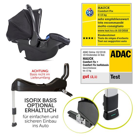 Hauck 3in1 Kinderwagen-Set Rapid 4S Plus (bis 25 kg) inkl. Comfort Fix Babyschale, Insekten- & Regenschutz - Caviar Silver