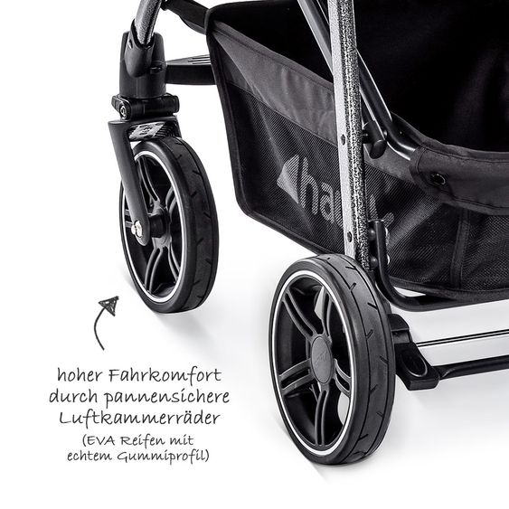 Hauck 3in1 Kinderwagen-Set Rapid 4S Plus (bis 25 kg) inkl. Comfort Fix Babyschale, Insekten- & Regenschutz - Caviar Silver