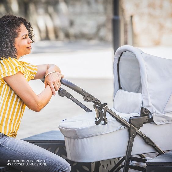 Hauck 3in1 Kinderwagen-Set Rapid 4S Plus (bis 25 kg) inkl. Comfort Fix Babyschale, Insekten- & Regenschutz - Caviar Silver