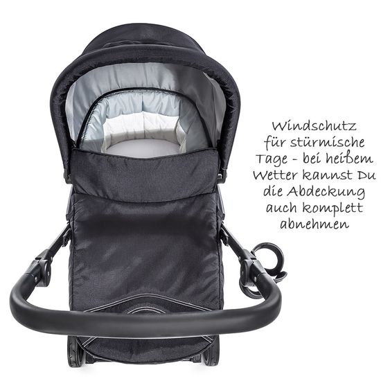 Hauck 3in1 Kinderwagen-Set Rapid 4S Plus (bis 25 kg) inkl. Comfort Fix Babyschale, Insekten- & Regenschutz - Caviar Silver