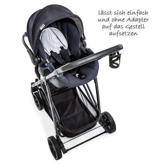 Hauck 3in1 Kinderwagen-Set Rapid 4S Plus (bis 25 kg) inkl. Comfort Fix Babyschale, Insekten- & Regenschutz - Caviar Silver