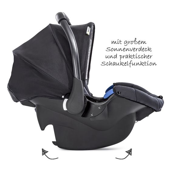 Hauck 3in1 Kinderwagen-Set Rapid 4S Plus (bis 25 kg) inkl. Comfort Fix Babyschale, Insekten- & Regenschutz - Caviar Silver