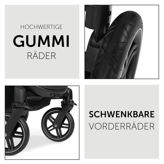 Hauck 3in1 Kinderwagen-Set Saturn R Trio Set inkl. i-Size Babyschale & XXL Zubehörpaket - Melange Black