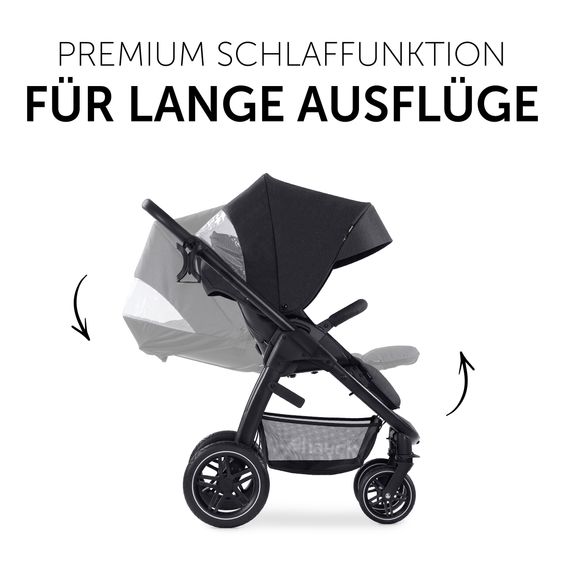 Hauck 3in1 Kinderwagen-Set Saturn R Trio Set inkl. i-Size Babyschale & XXL Zubehörpaket - Melange Black