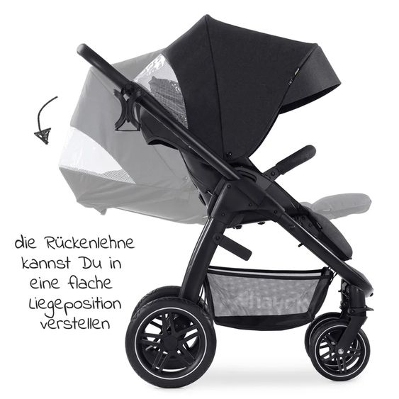 Hauck 3in1 Kinderwagen-Set Saturn R Trio Set - inkl. Maxi-Cosi i-Size Cabriofix, Adapter + GRATIS Spieltier zum Aufhängen & Greifling Rasselkugel - Melange Black