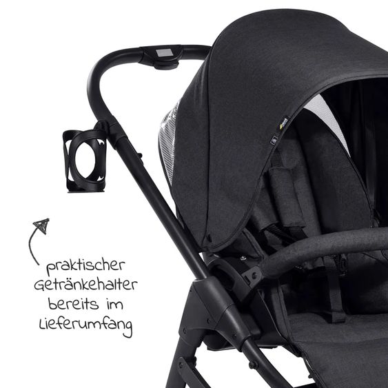 Hauck 3in1 Kinderwagen-Set Saturn R Trio Set - inkl. Maxi-Cosi i-Size Cabriofix, Adapter + GRATIS Spieltier zum Aufhängen & Greifling Rasselkugel - Melange Black