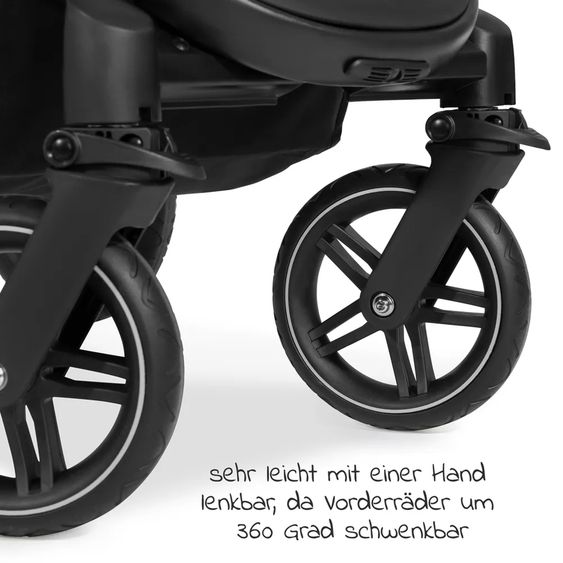 Hauck 3in1 Kinderwagen-Set Saturn R Trio Set - inkl. Maxi-Cosi i-Size Cabriofix, Adapter + GRATIS Spieltier zum Aufhängen & Greifling Rasselkugel - Melange Black