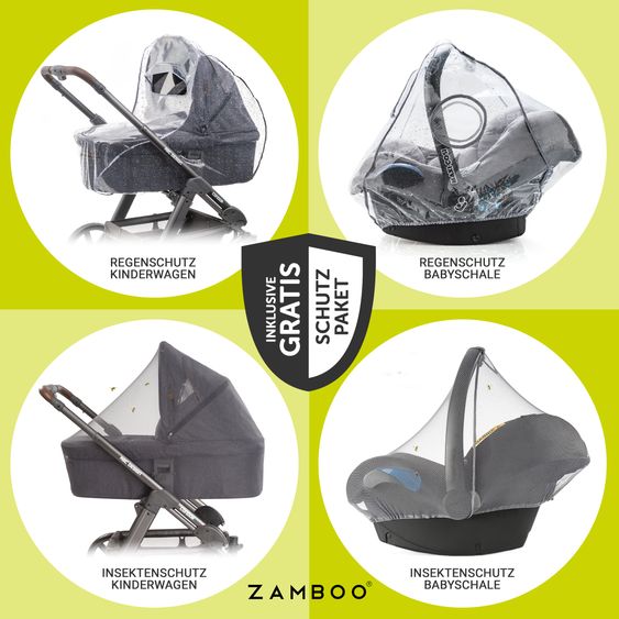 Hauck 3in1 Kinderwagen-Set Saturn R Trio Set inkl. Maxi-Cosi i-Size Pebble Pro & XXL Zubehörpaket - Melange Black