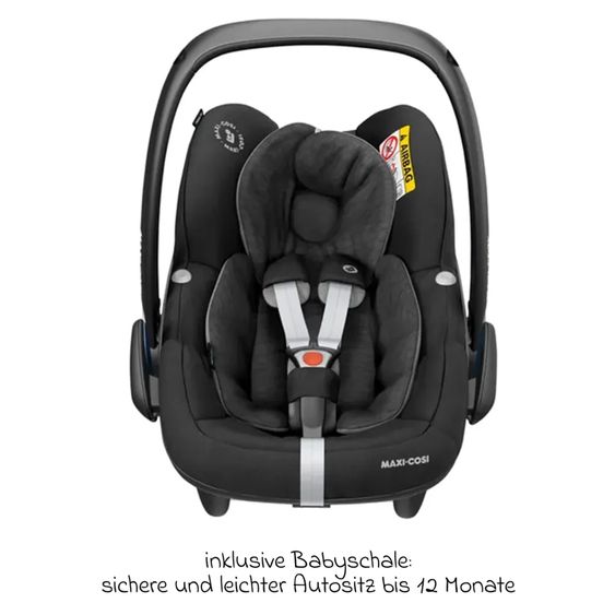 Hauck 3in1 Kinderwagen-Set Saturn R Trio Set inkl. Maxi-Cosi i-Size Pebble Pro & XXL Zubehörpaket - Melange Black