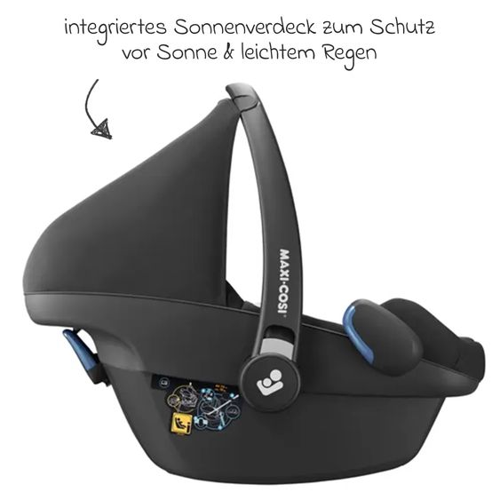 Hauck 3in1 Kinderwagen-Set Saturn R Trio Set inkl. Maxi-Cosi i-Size Pebble Pro & XXL Zubehörpaket - Melange Black