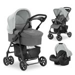 3in1 stroller set Shopper Trioset with baby bath, car seat and stroller (up to 25 kg) - Grey