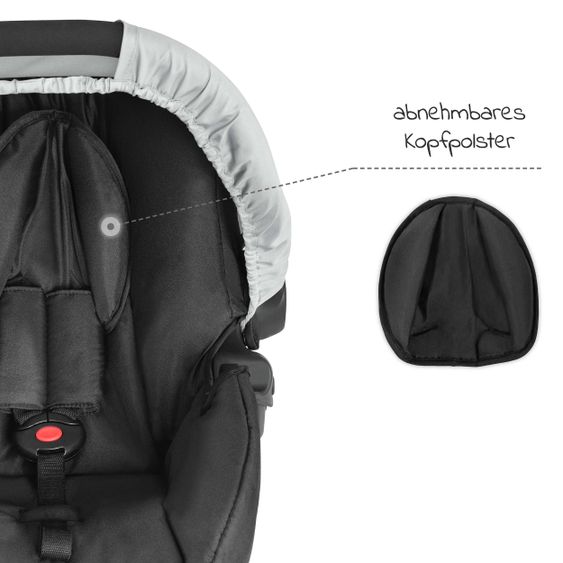 Hauck 3in1 stroller set Shopper Trioset with baby bath, car seat and stroller (up to 25 kg) - Grey