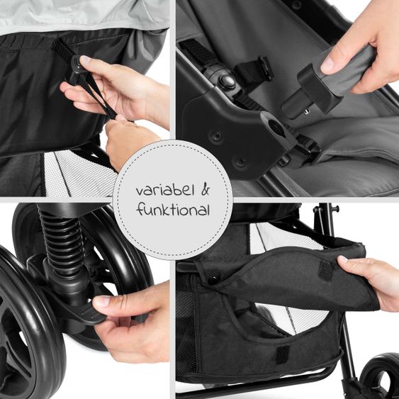 Hauck 3in1 stroller set Shopper Trioset with baby bath, car seat and stroller (up to 25 kg) - Grey