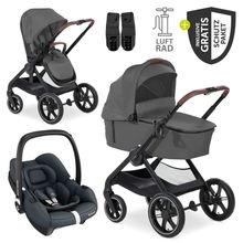 3in1 Kinderwagen-Set Walk N Care Air Trio Set inkl. Maxi-Cosi i-Size Cabriofix & XXL Zubehörpaket - Dark Grey