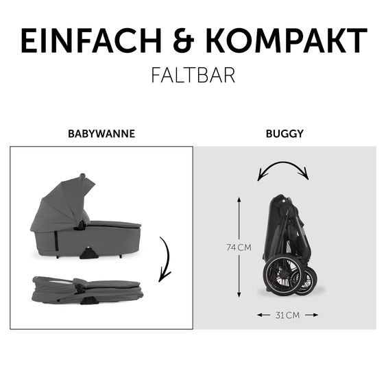 Hauck 3in1 Kinderwagen-Set Walk N Care Air Trio Set inkl. Maxi-Cosi i-Size Cabriofix & XXL Zubehörpaket - Dark Grey