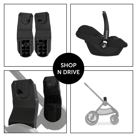 Hauck 3in1 Kinderwagen-Set Walk N Care Air Trio Set inkl. Maxi-Cosi i-Size Cabriofix & XXL Zubehörpaket - Dark Grey