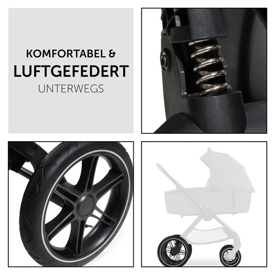 Hauck 3in1 Kinderwagen-Set Walk N Care Air Trio Set inkl. Maxi-Cosi i-Size Cabriofix & XXL Zubehörpaket - Dark Grey