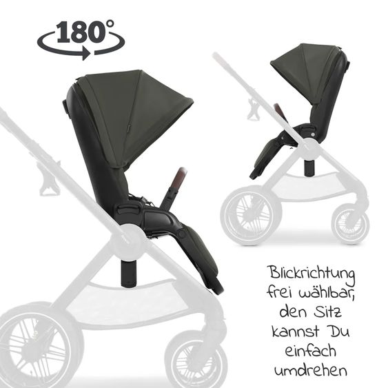 Hauck Set di passeggini 3in1 Walk N Care Air Trio Set incl. Maxi-Cosi i-Size Cabriofix e set di accessori XXL - Oliva scura