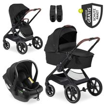 Set di passeggini 3in1 Walk N Care Trio Set con seggiolino auto i-Size Drive N Care e pacchetto accessori XXL - Nero