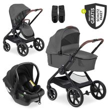 3in1 Kinderwagen-Set Walk N Care Trio Set inkl. i-Size Babyschale Drive N Care & XXL Zubehörpaket - Dark Grey