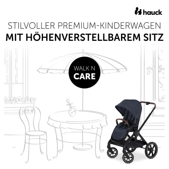 Hauck 3in1 Kinderwagen-Set Walk N Care Trio Set inkl. i-Size Babyschale Drive N Care & XXL Zubehörpaket - Dark Navy Blue