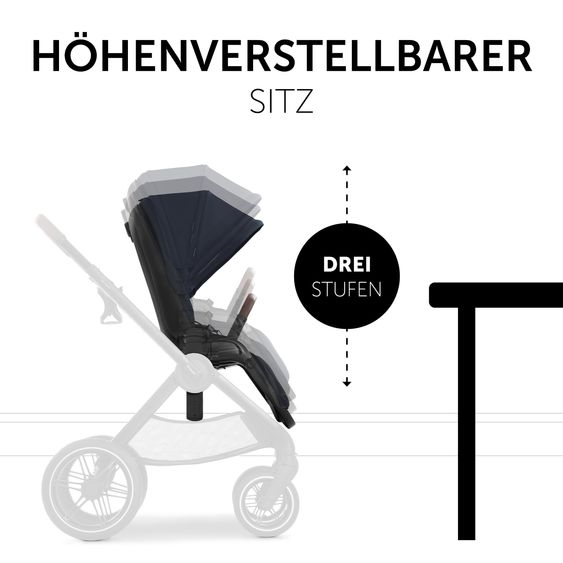 Hauck 3in1 Kinderwagen-Set Walk N Care Trio Set inkl. i-Size Babyschale Drive N Care & XXL Zubehörpaket - Dark Navy Blue