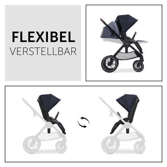 Hauck 3in1 Kinderwagen-Set Walk N Care Trio Set inkl. i-Size Babyschale Drive N Care & XXL Zubehörpaket - Dark Navy Blue