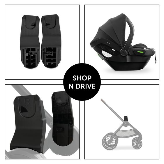 Hauck 3in1 Kinderwagen-Set Walk N Care Trio Set inkl. i-Size Babyschale Drive N Care & XXL Zubehörpaket - Dark Navy Blue