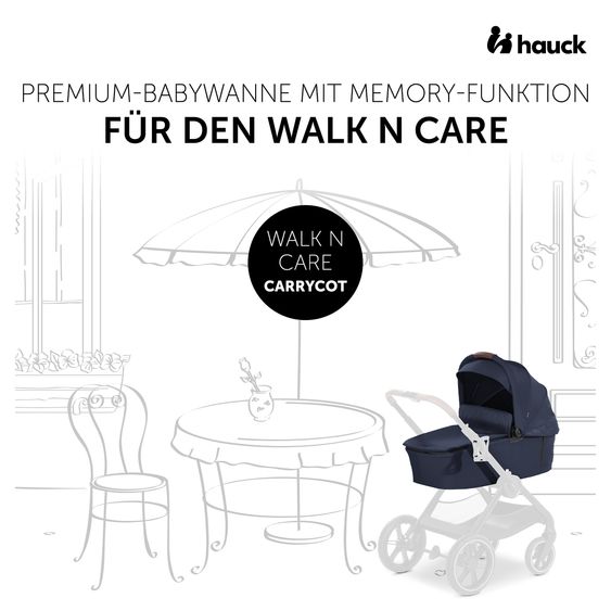 Hauck 3in1 stroller set Walk N Care Trio Set incl. i-Size infant car seat Drive N Care & XXL accessory pack - Dark Navy Blue