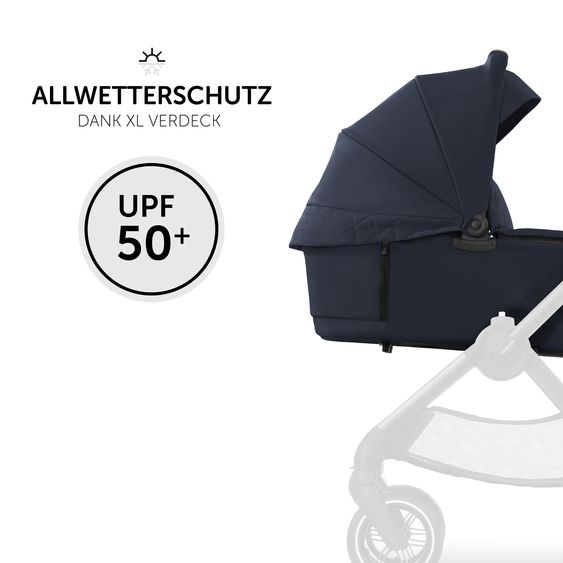 Hauck 3in1 Kinderwagen-Set Walk N Care Trio Set inkl. i-Size Babyschale Drive N Care & XXL Zubehörpaket - Dark Navy Blue